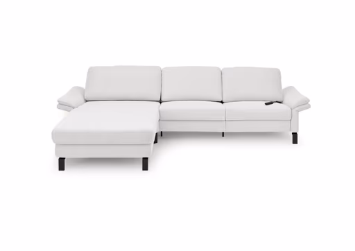 Ecksofa CALM PREMIUM 2.0 - Longchair links mit 3-Sitzer, Relaxfunktion motorisch, Armlehne verstellbar, Stoff, Hellgrau