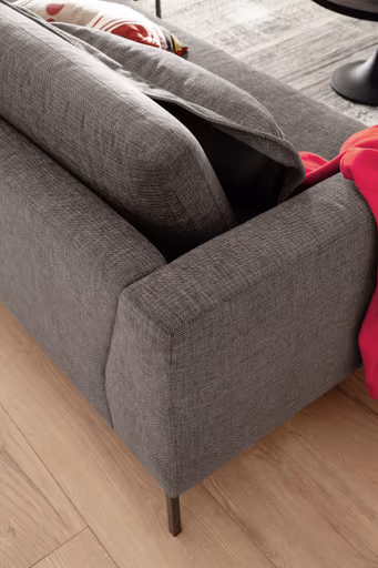 Ecksofa Lenni Full - Longchair links mit 3-Sitzer, Velour, Mocca, bündige Kissen