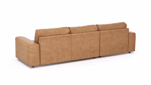 Ecksofa Balok - Longchair groß links mit 2,5-Sitzer, Leder, Cognac