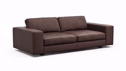 Sofa Aprino 1 - 3,5-Sitzer L, Dickleder, Dunkelbraun, Armlehne Block breit