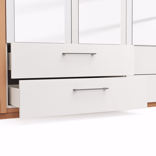 Drehtürenschrank Viana - B. ca. 270 cm, Furnier, Kernbuche, Weiß