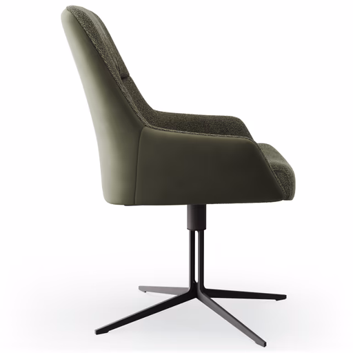 Armlehnstuhl Sagres - drehbar, Leder & Stoff, Olive