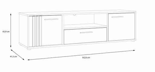 TV-Board FLORISS- Weiß, Eiche Dekor