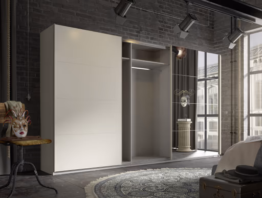 Schwebetürenschrank RIVASA- B ca. 361 cm, Champagner, Spiegel