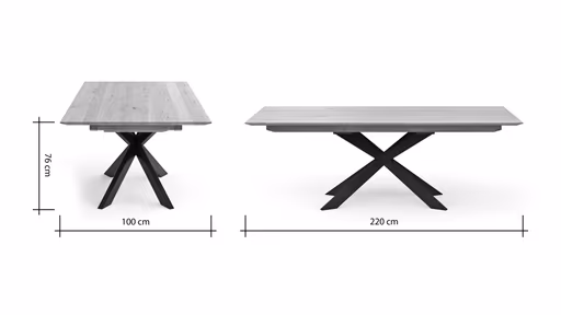 Esstisch Talara Lola - ausziehbar, LB ca. 220x100 cm, Wildeiche Bianco