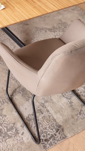 Armlehnstuhl Nashville - Leder, Taupe