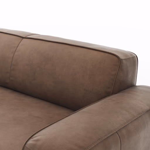 Ecksofa Denver - Longchair links mit 2,5-Sitzer, Leder, Braun