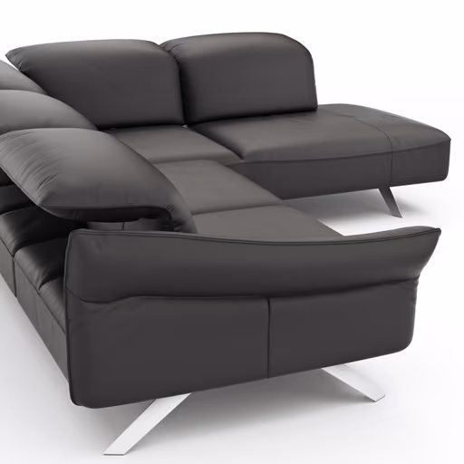 Ecksofa Bormio - 2,5-Sitzer mit Ecke rechts inklusive Relaxfunktion (motorisch), Leder, Schwarz