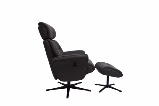 TV-Sessel MIO mit Hocker - drehbar, Relaxfunktion, Kopfteilverstellung, Leder, Dunkelgrau