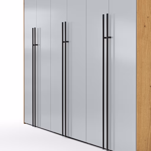 Drehtürenschrank Colorado - B ca. 307 cm, Glas, Hellgrau matt