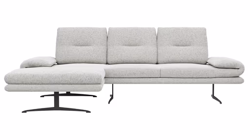 Ecksofa Lucero 2.0 - Longchair mit 2-Sitzer rechts inkl. Rückenlehne verstellbar, Stoff, Offwhite