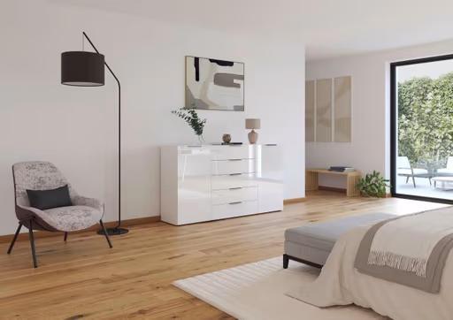 Kommode RIPP- Weiß, Glas, Weiß