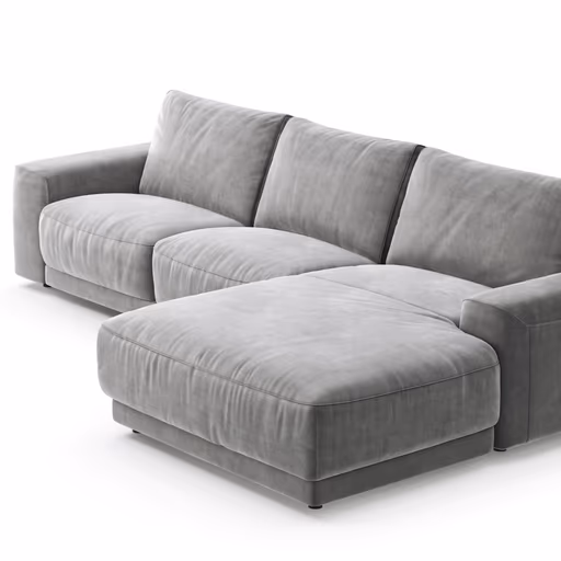 Ecksofa Balok - 2,5-Sitzer mit Longchair groß rechts, Stoff, Eisengrau
