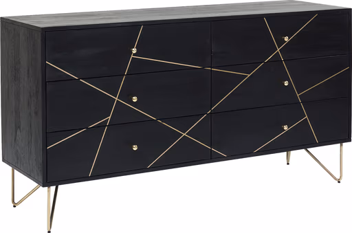 Sideboard- Massivholz, Mango, Schwarz, Lackiert