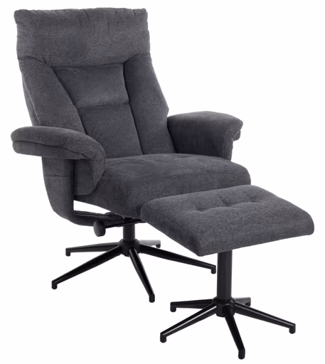 Relaxsessel mit Hocker - drehbar, Relaxfunktion, Webstoff, Anthrazit