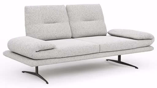 Sofa Lucero 2.0 - 2-Sitzer inkl. Drehsitz, Rollout-Armlehne und Sitztiefe verstellbar, Stoff, Offwhite