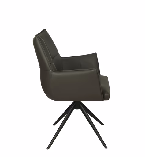 Armlehnstuhl MELE - drehbar, Leder, Dunkelbraun