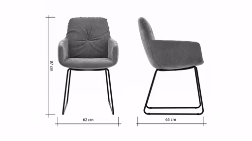 Armlehnstuhl Pelle - Stoff, Graugrün, Kufe, Schwarzgrau