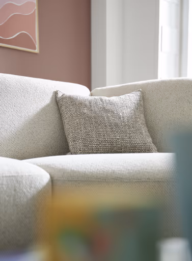 Ecksofa Leona - 2,5-Sitzer mit Ecke rechts, Stoff, Creme