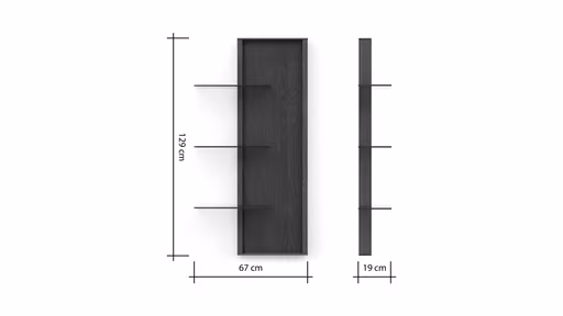 Wandregal Saratoga - rechtsseitig, Buche massiv, silbergrau geölt
