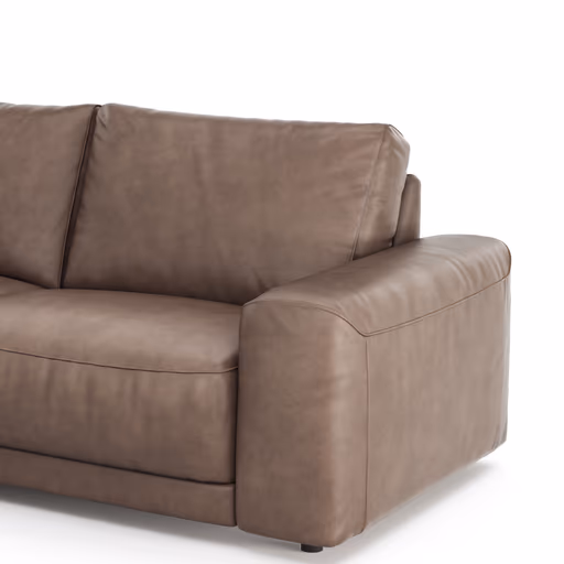 Ecksofa Balok - Longchair groß links mit 2,5-Sitzer, Leder, Dunkelbraun