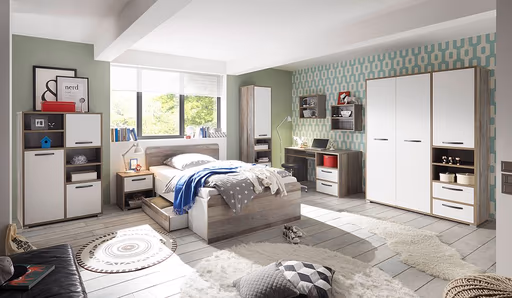 Schreibtisch- LB ca. 125x70 cm, Holz Dekor, Weiß