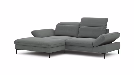 Ecksofa Alegria - Longchair links mit 1,5-Sitzer inkl. Kopfteil/ Armlehne/ Sitztiefe verstellbar, Stoff, Eisblau