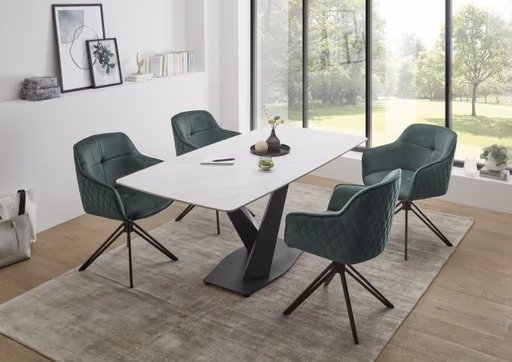 Armlehnstuhl - drehbar, Samt, Grün