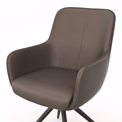 Armlehnstuhl Mis - Leder, Dunkelbraun, Drehbar, Gestell, Schwarz