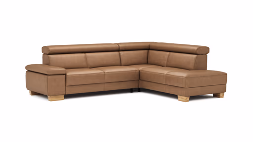 Ecksofa Philadelphia - 2,5-Sitzer, Ecke rechts, Kopfteil verstellbar (manuell), Stoff, Braun