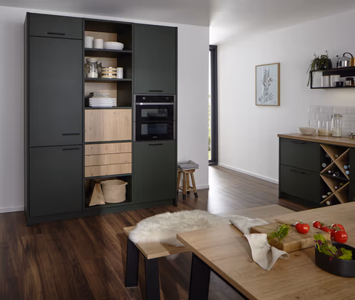 Winkelküche 54.160 GL 7 521, Lack samtmatt Waldgrün