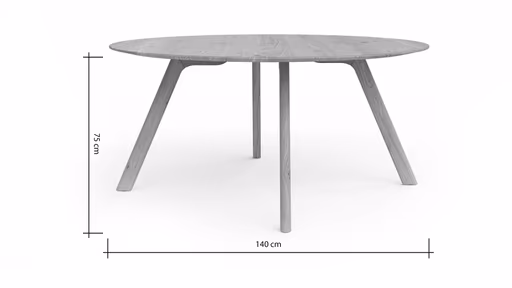 Esstisch Phoenix - LBH ca. 140x140x75 cm, Eiche massiv, Bianco geölt, rund