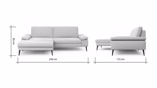 Ecksofa Houston - Longchair groß links mit 1,75-Sitzer, inkl. Sitztiefenverstellung und Armlehne klappbar, Stoff, Natur