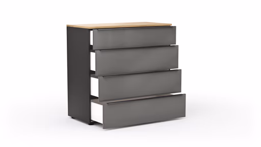Kommode Colorado Beimöbel - BHT ca. 90x87x43 cm, Dunkelgrau, Griffe schwarz