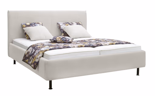 Polsterbett EM Soline - Liegefläche ca. 180x200 cm, Stoff, silber