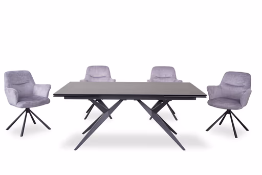 Armlehnstuhl MIRYA - drehbar, Stoff, Silberfarben