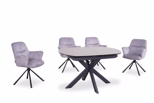 Armlehnstuhl MIRYA - drehbar, Stoff, Silberfarben