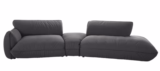 Trapezsofa Fluffy - 2-Sitzer mit Trapezelement und Abschlussteil inkl. Rückenlehne verstellbar, Stoff, Anthrazit