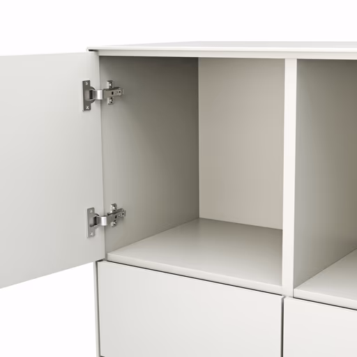 Highboard Edge - Lack weiß, auf Rollen