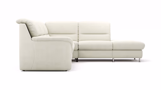 Ecksofa Cornella Plus - 2-Sitzer links mit Ecke und Abschlussteil rechts, Stoff, Creme