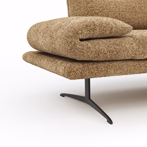 Sofa Lucero 2.0 - 2-Sitzer inkl. Drehsitz, Rollout-Armlehne und Sitztiefe verstellbar, Stoff, Cognac