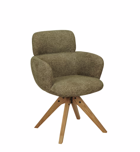 Armlehnstuhl MANJA - drehbar, Stoff, Braun