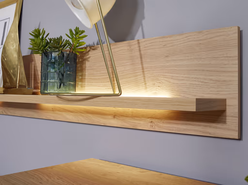 Wohnwand EM Turin - mit Beleuchtung, Tonweiß