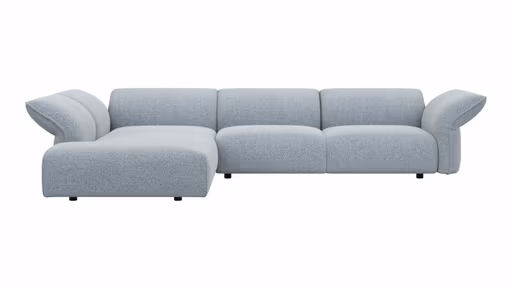 Ecksofa Motone - Ecke links mit 2,5-Sitzer, Stoff, Hellblau