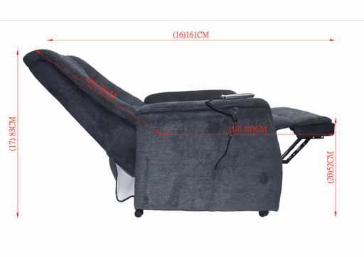 TV-Sessel MIKALA - Aufstehhilfe, Relaxfunktion, Kopfteilverstellung, Stoff, Schwarz