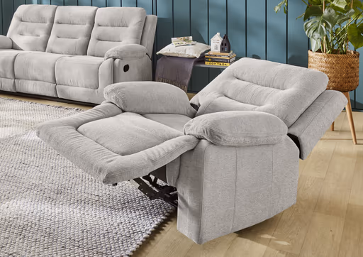 TV-Sessel - Relaxfunktion, Stoff, Grau