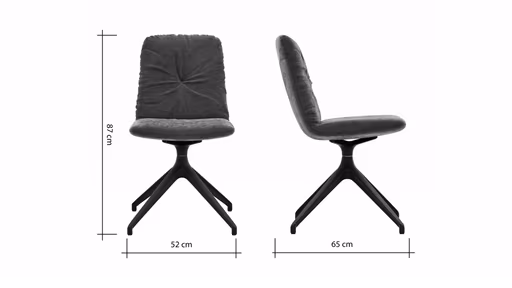 Stuhl Pelle - Stoff, Graubraun, Drehgestell, Schwarzgrau