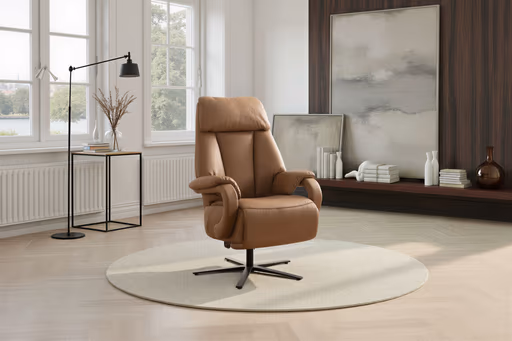 Sessel - Größe L, Relaxfunktion, Leder, Braun