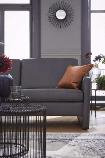 Sofa Arima - 2-Sitzer, Leder, Anthrazit