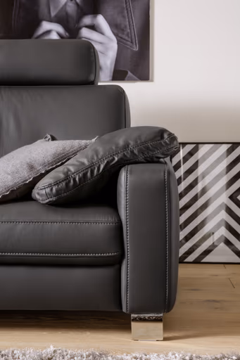 Sofa - 2,5-Sitzer, Leder, Anthrazit